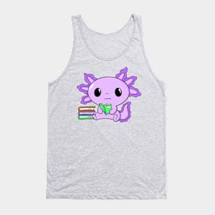 Cute Kawaii Purple Axolotl Reading With Books Tank Top